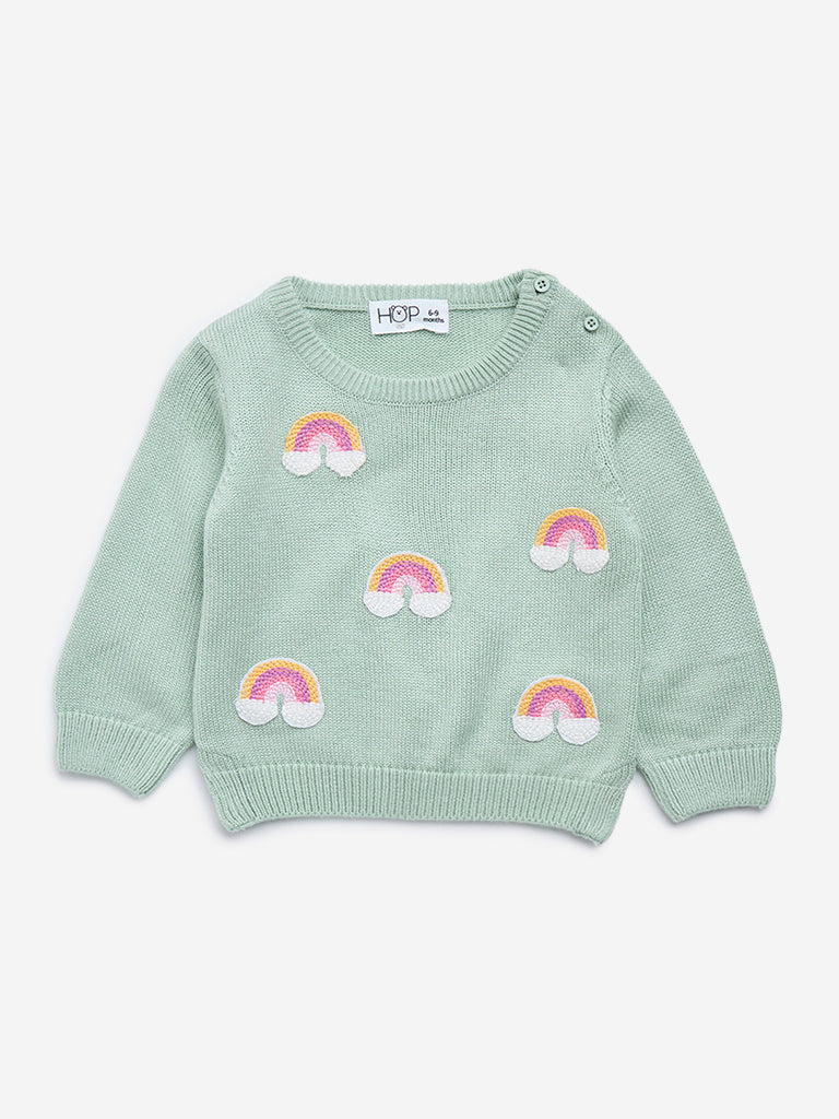 HOP Baby Sage Rainbow Design Sweater