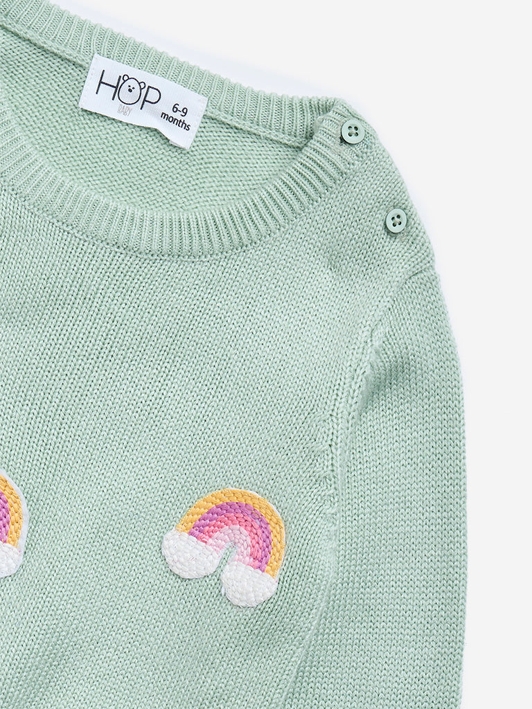 HOP Baby Sage Rainbow Design Sweater