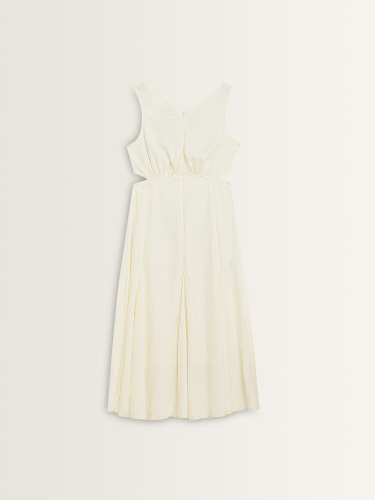 Bombay Paisley Ivory Embroidered Cut-Out A-Line Dress