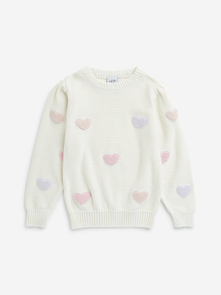 andmary Heart loose knit white andmary Heart loose knit