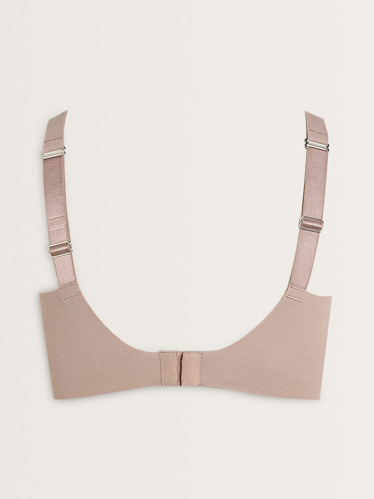 Wunderlove Light Mauve Padded Invisible Cotton-Blend Bra