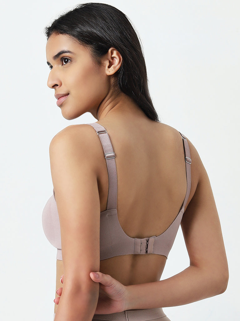 Wunderlove Light Mauve Padded Invisible Cotton-Blend Bra