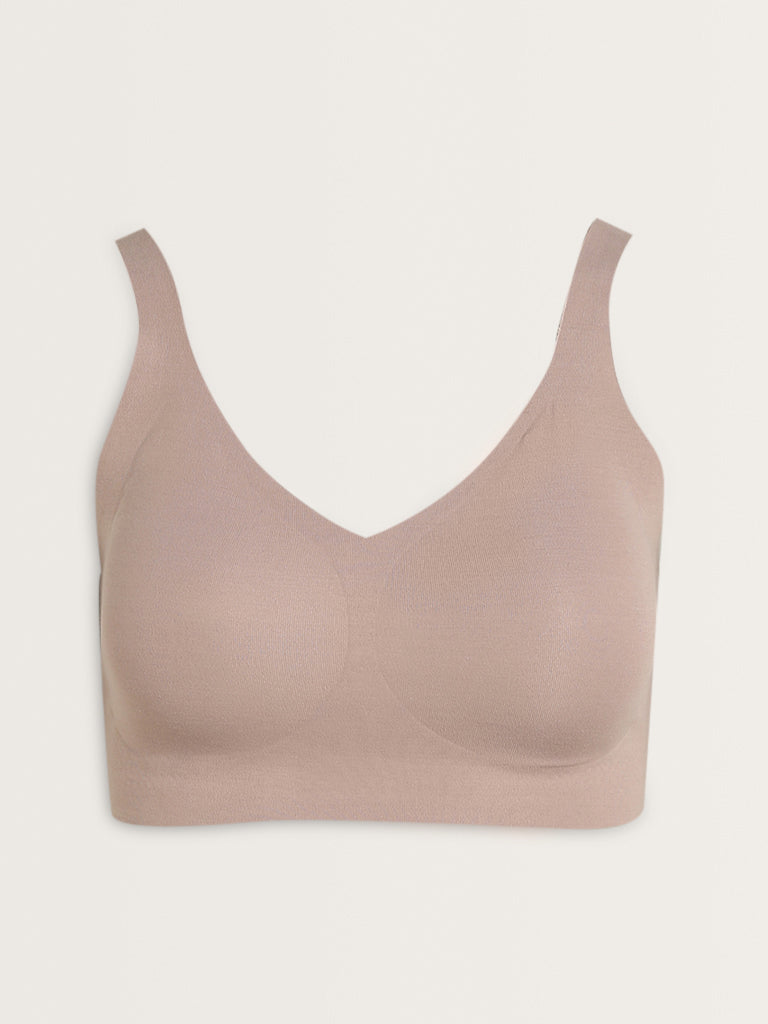 Wunderlove Light Mauve Padded Invisible Cotton-Blend Bra