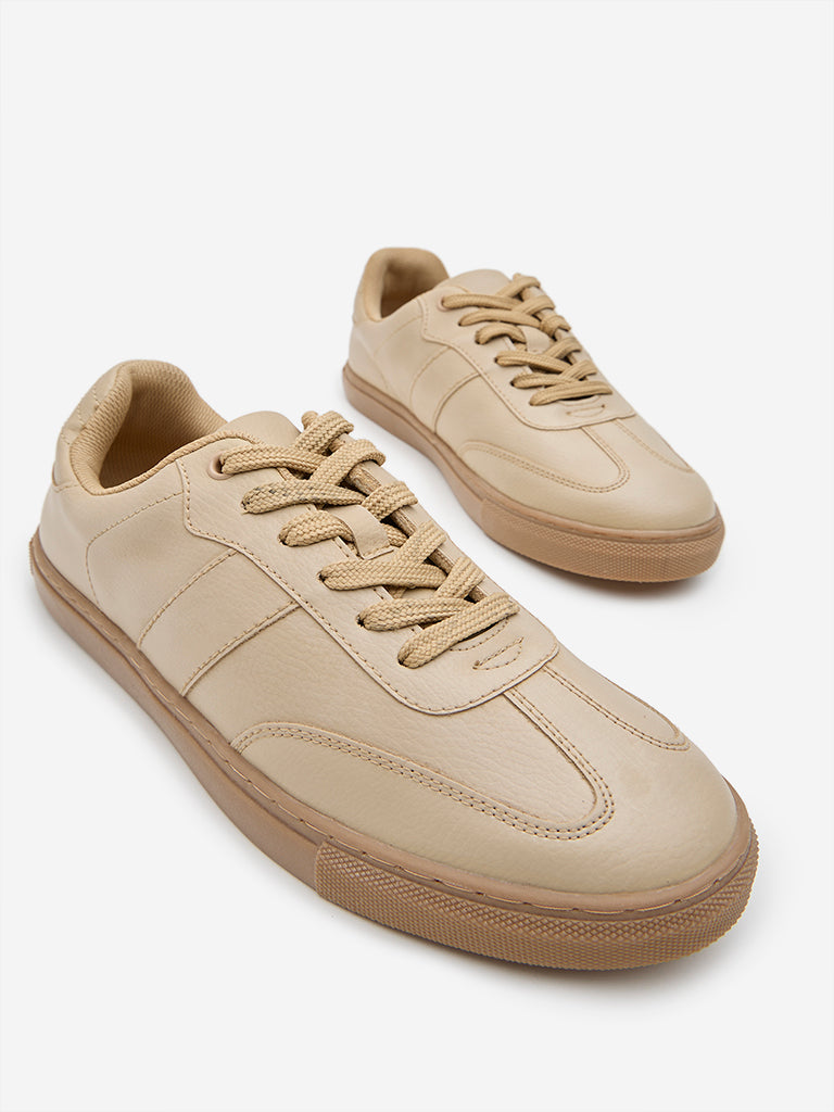 Westside LUNA BLU Women's Taupe Lace-Up Sneakers Zoomed View