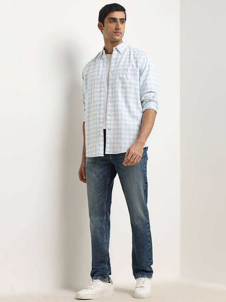 Buy WES Casuals Blue Faded Slim - Fit Mid - Rise Jeans from