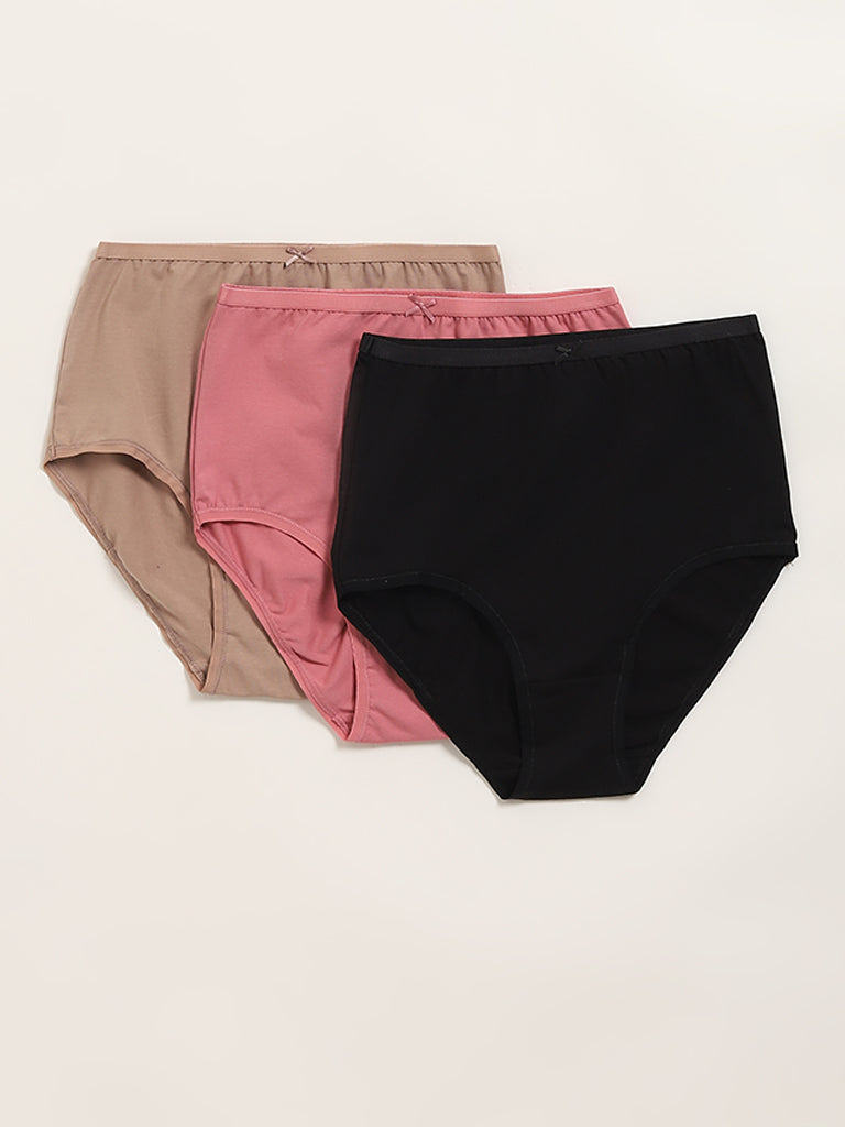 Wunderlove Light Taupe Full Cotton-Blend Briefs - Pack of 3