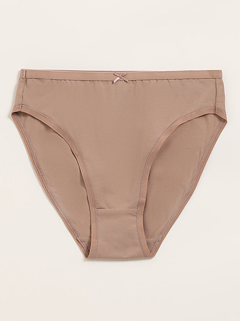 Wunderlove Light Taupe Cotton-Blend Briefs - Pack of 3