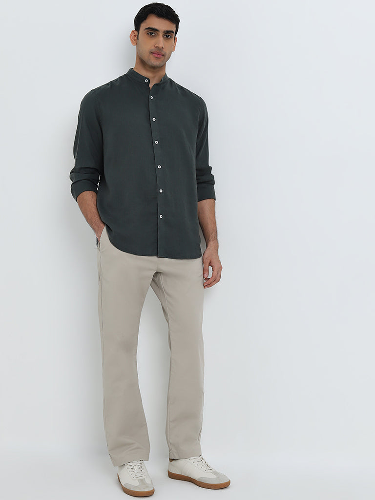 Westside Ascot Men's Beige Relaxed-Fit Mid-Rise Cotton-Blend Chinos for Casual Wear Full View