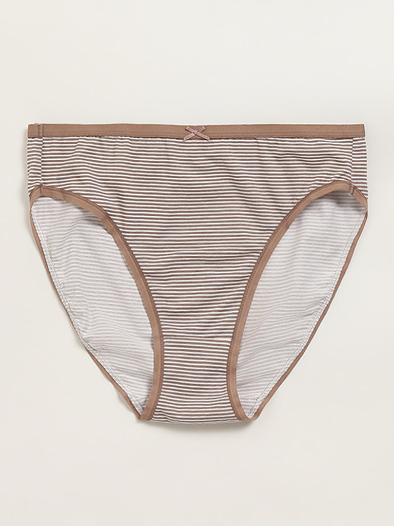 Wunderlove Light Taupe Cotton-Blend Briefs - Pack of 3