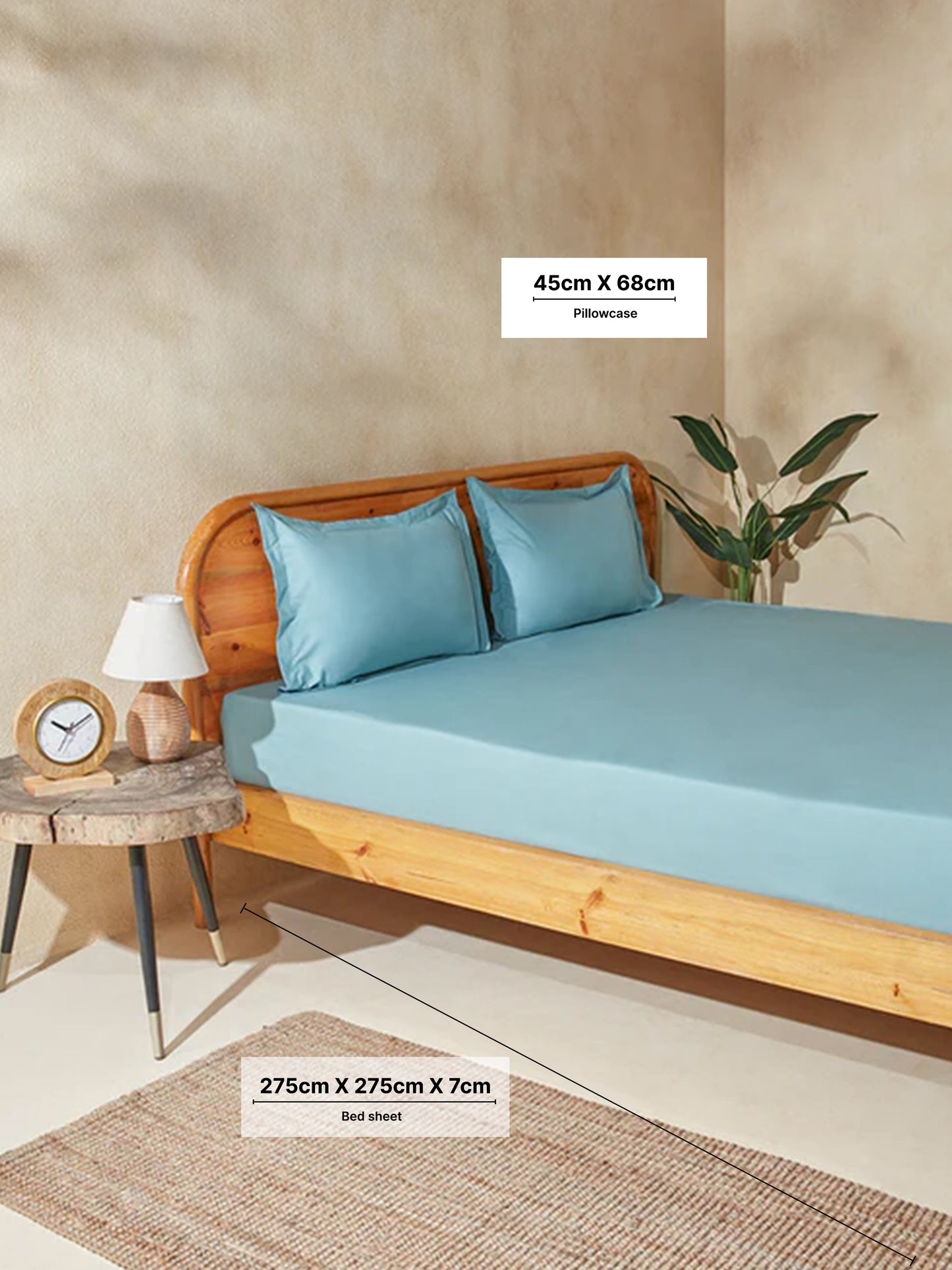 Westside Home Dusty Blue King Bed Flat Sheet and Pillowcase Set
