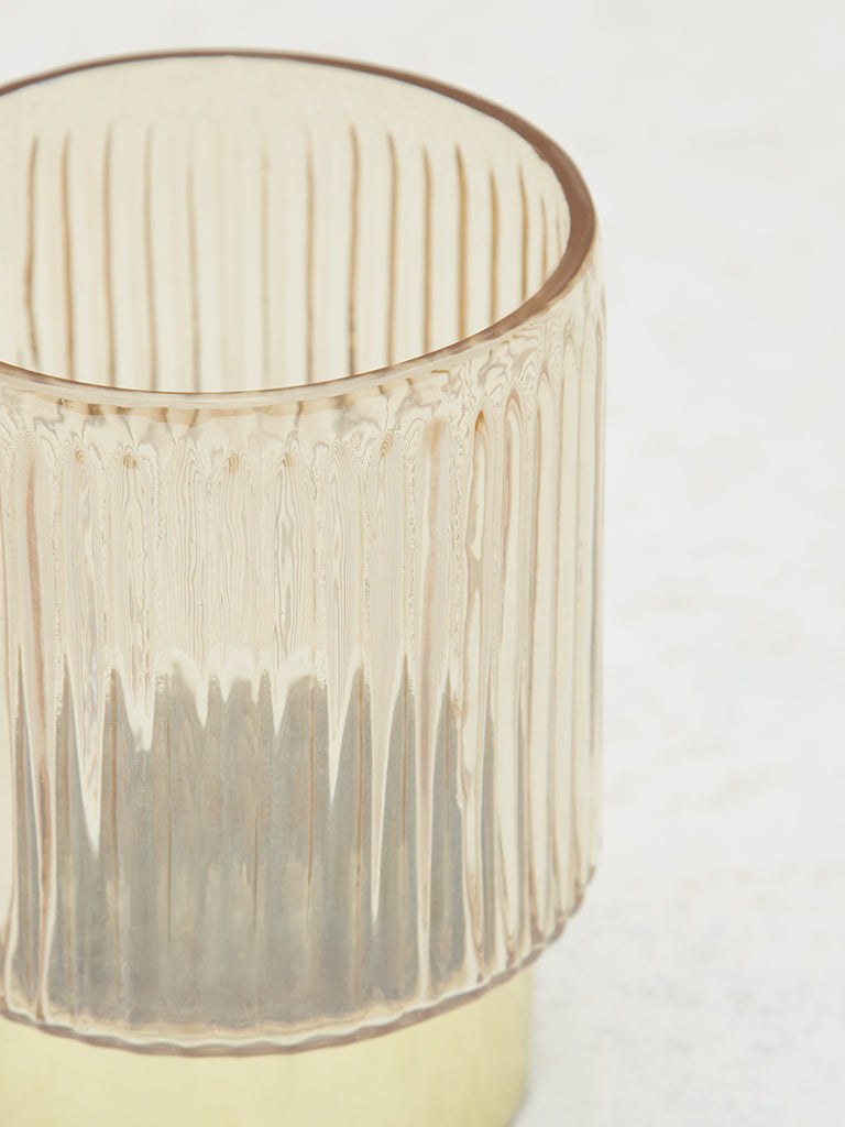 Westside Home Gold Ribbed Textured Candle Stand