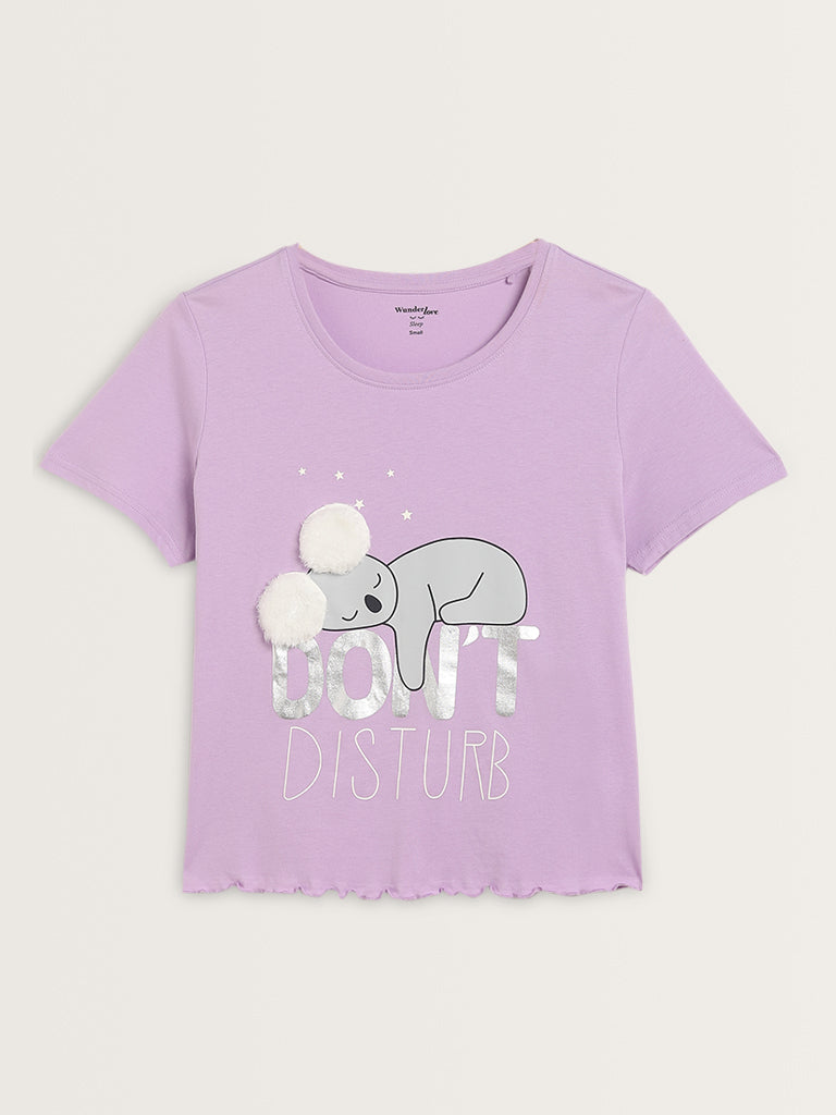 Wunderlove Lilac Koala Bear Shorts Set In A Bag