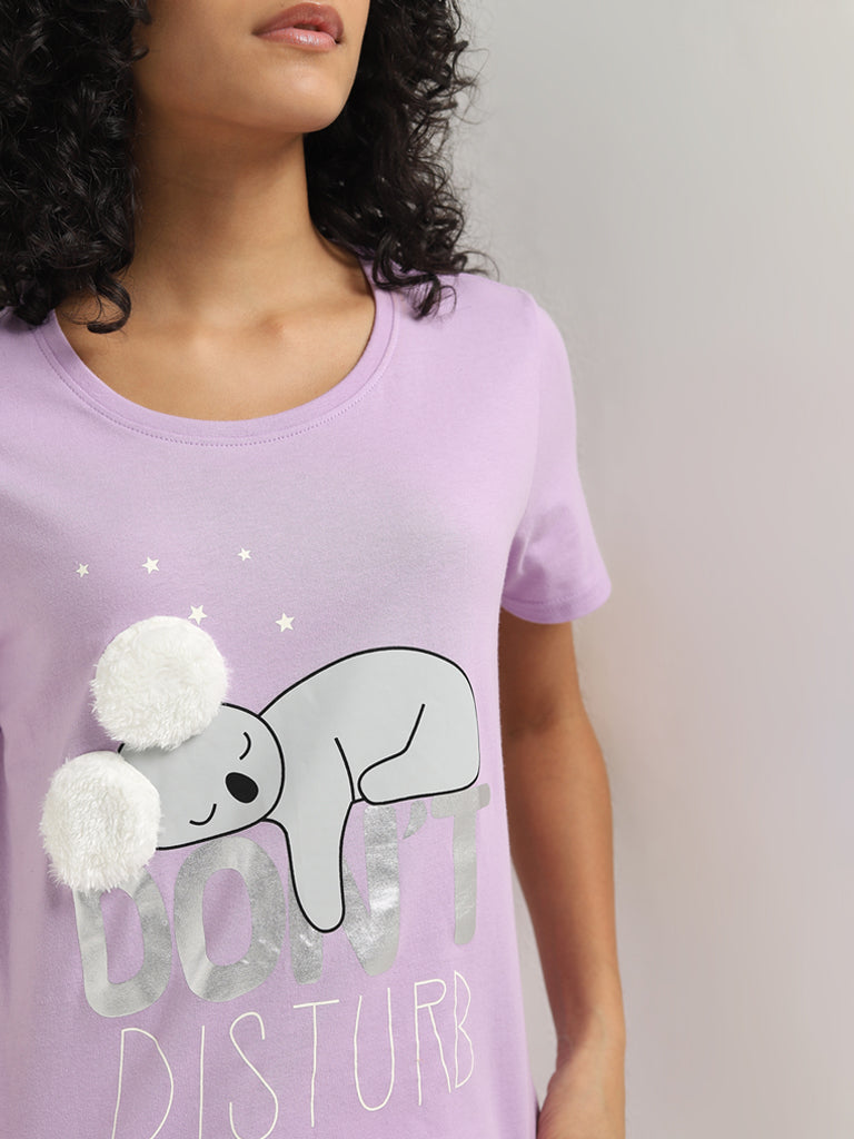 Wunderlove Lilac Koala Bear Shorts Set In A Bag
