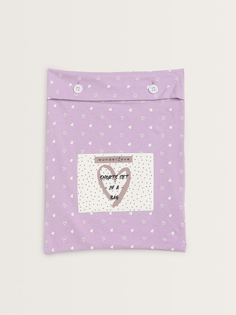 Wunderlove Lilac Koala Bear Shorts Set In A Bag