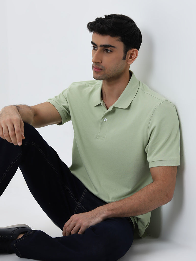 WES Casuals Sage Relaxed-Fit Cotton-Blend Polo T-Shirt