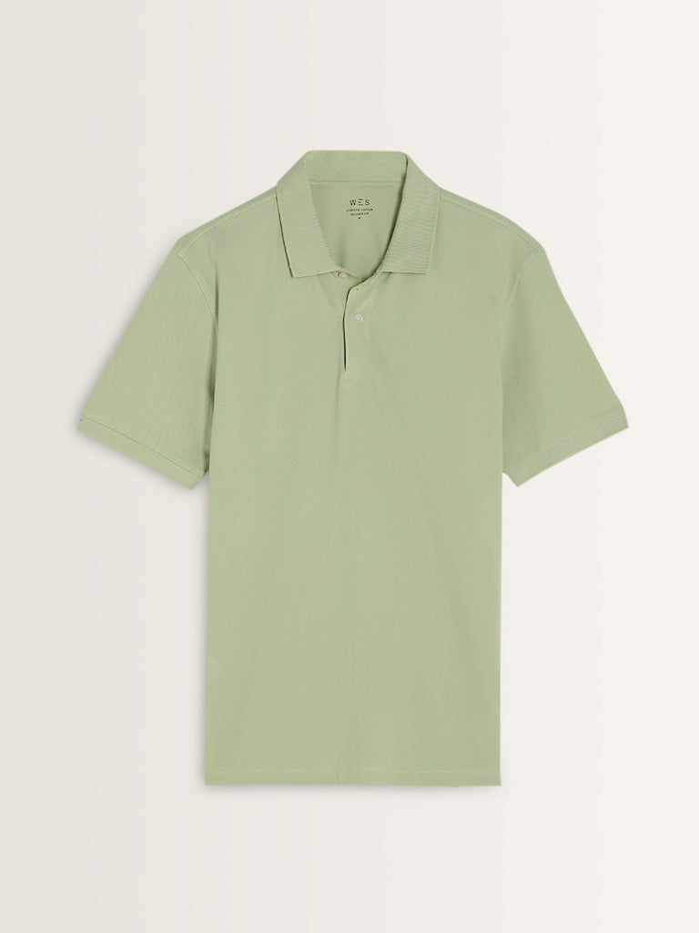 WES Casuals Sage Relaxed-Fit Cotton-Blend Polo T-Shirt