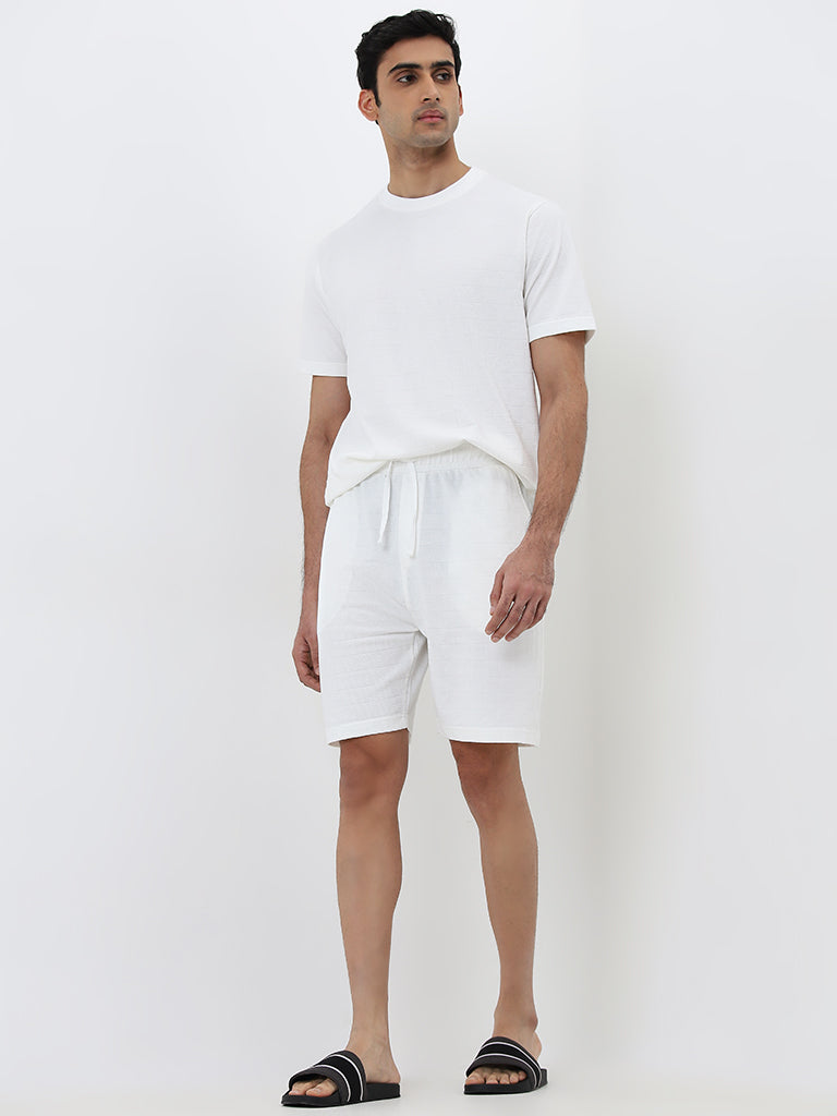 White cotton lounge shorts hotsell
