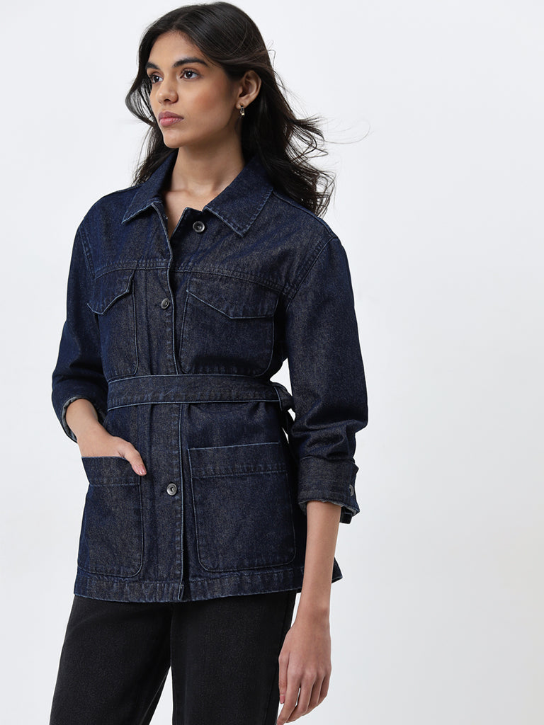 Deep blue denim jacket outlet