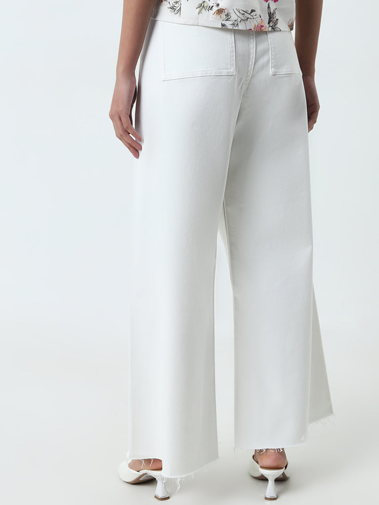 LOV Off-White Wide-Leg High-Rise Jeans