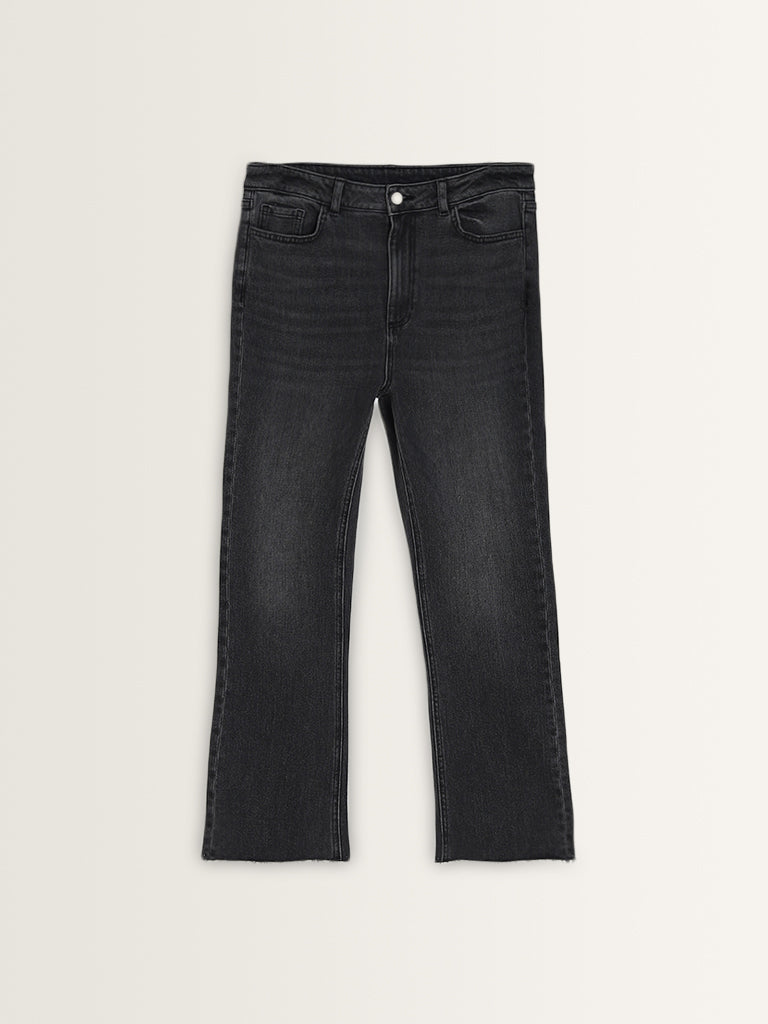 LOV Grey Straight-Fit High-Rise Jeans