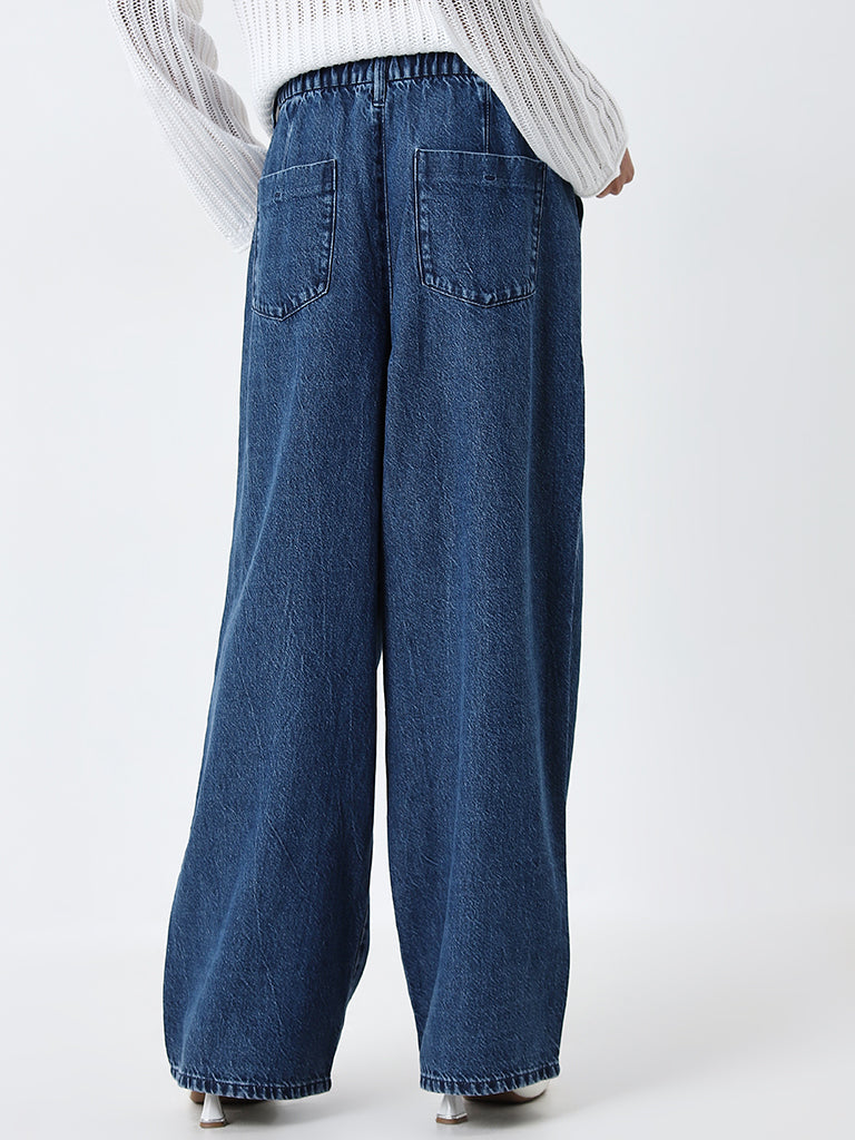 LOV Dark Blue Relaxed-Fit High-Rise Jeans