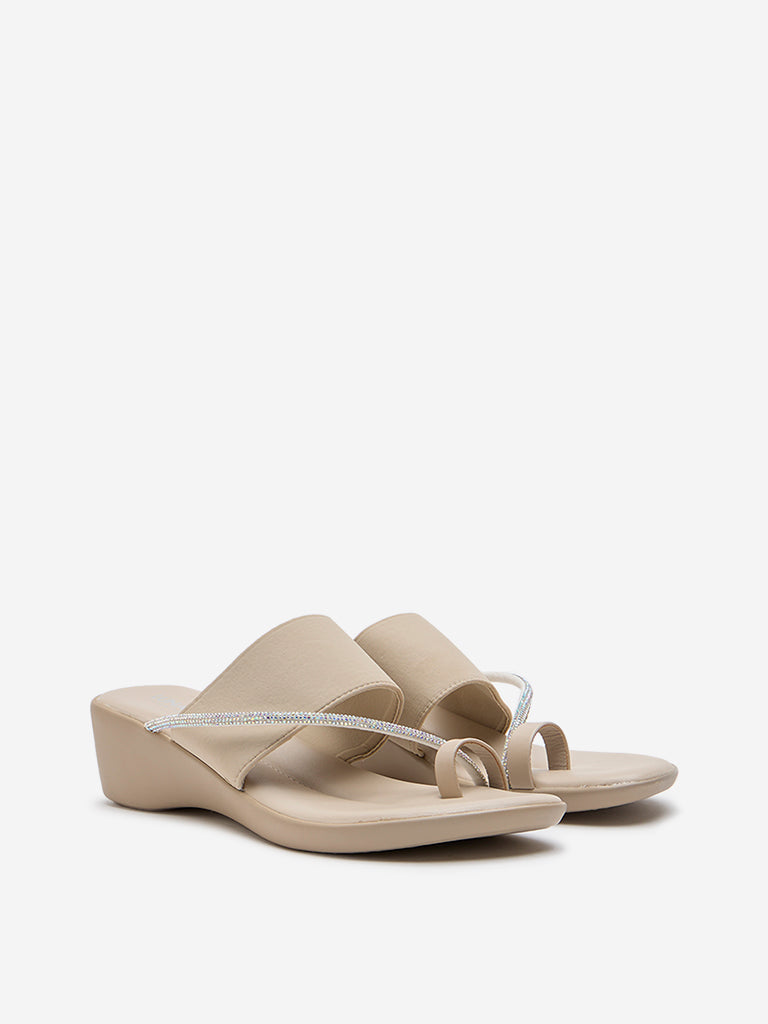 LUNA BLU Ivory Diamante Embellished Comfort Sandals