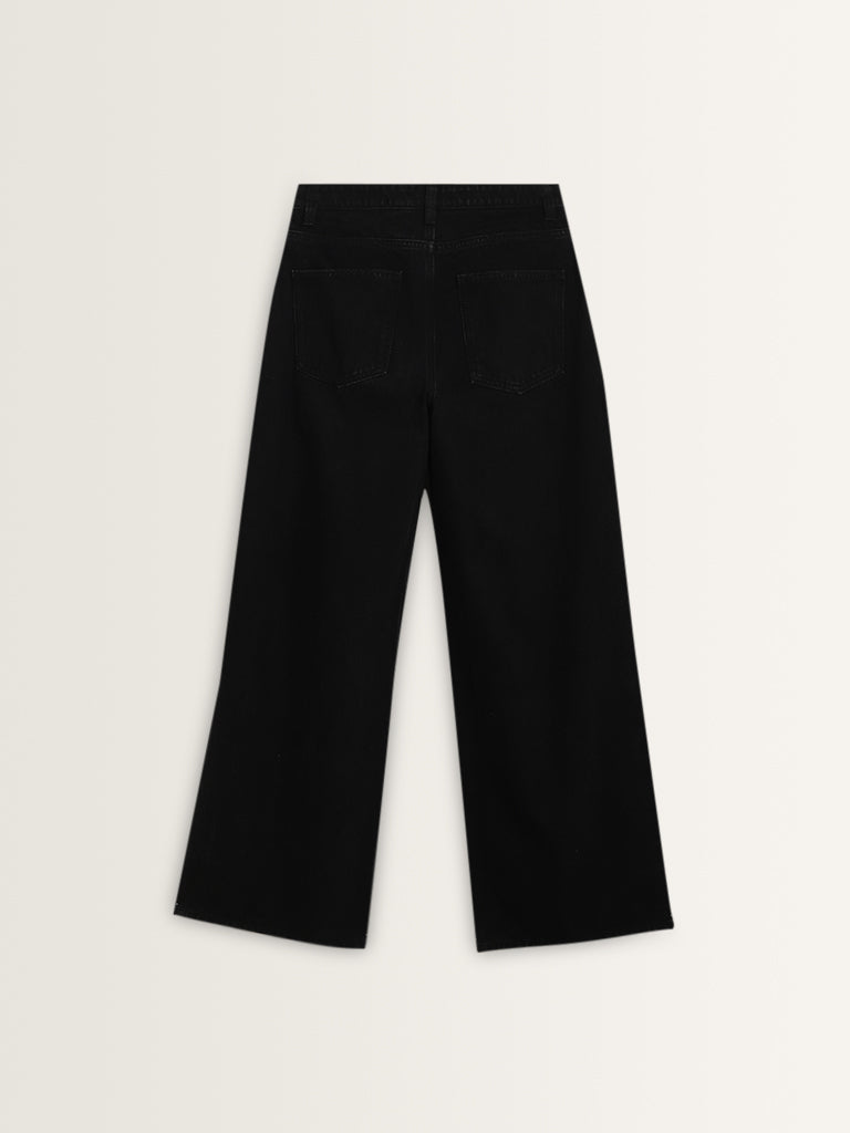 Nuon Black Straight-Fit High-Rise Jeans