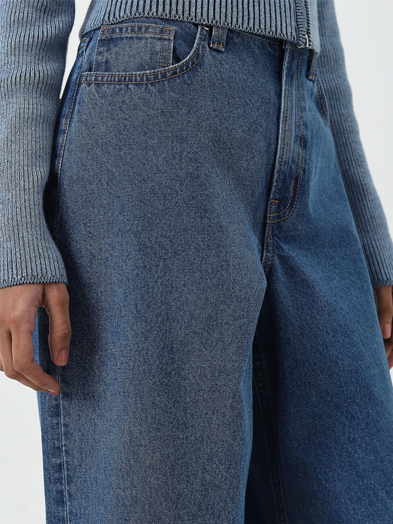 Nuon Blue Wide-Leg High-Rise Denim Jeans