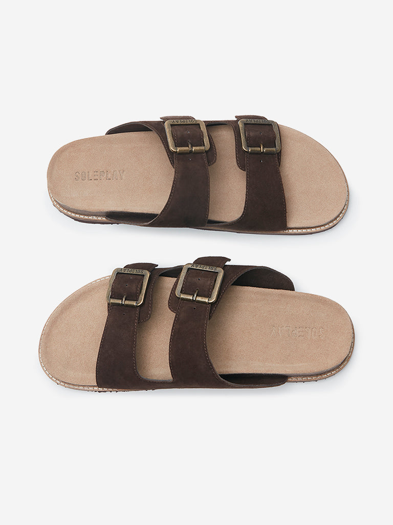 Westside SOLEPLAY Men's  Brown Dual Strap Slip-On Sandals for Casual Wear Zoomed View