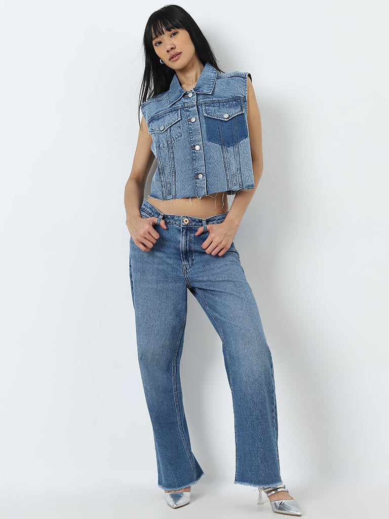 Nuon Blue Straight-Fit High-Rise Jeans
