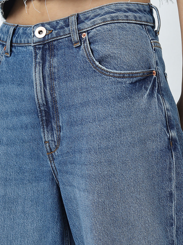 Nuon Blue Straight-Fit High-Rise Jeans