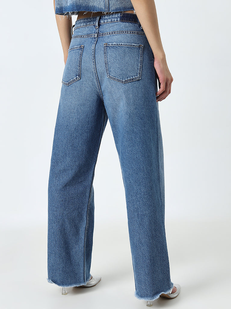 Nuon Blue Straight-Fit High-Rise Jeans