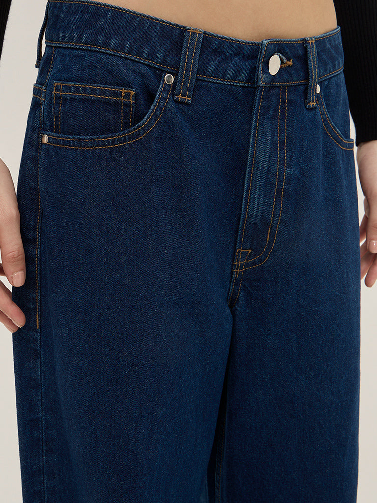 Nuon Dark Blue Wide Leg - Fit Mid - Rise Jeans