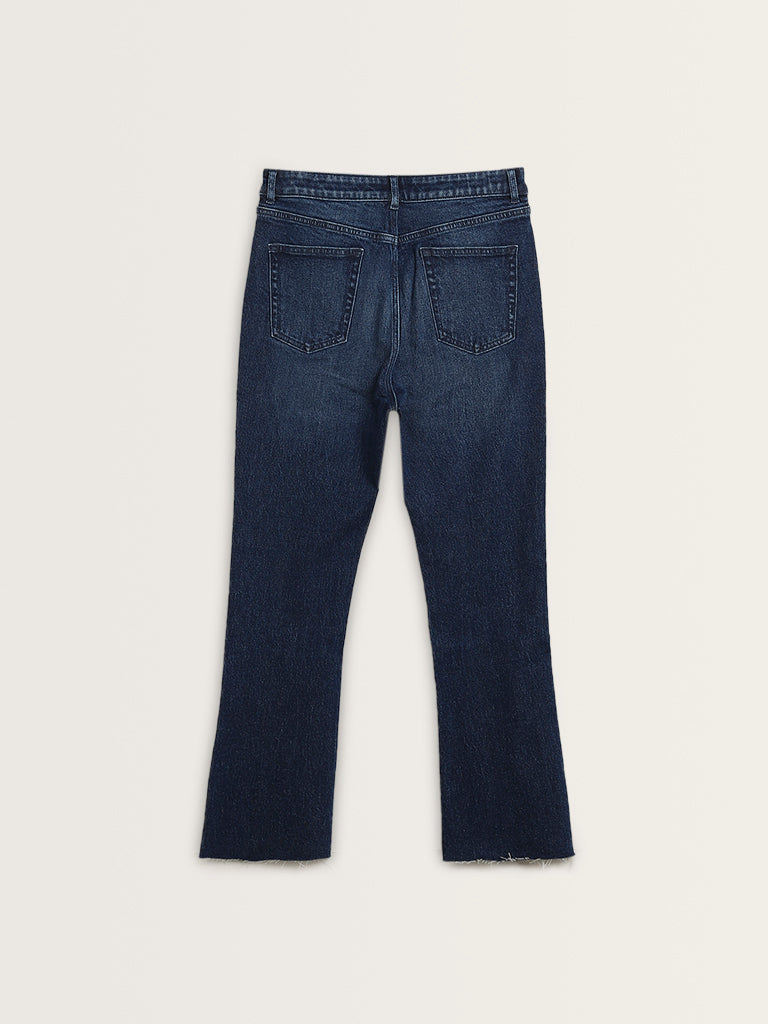 LOV Dark Blue Washed Straight-Fit High-Rise Jeans