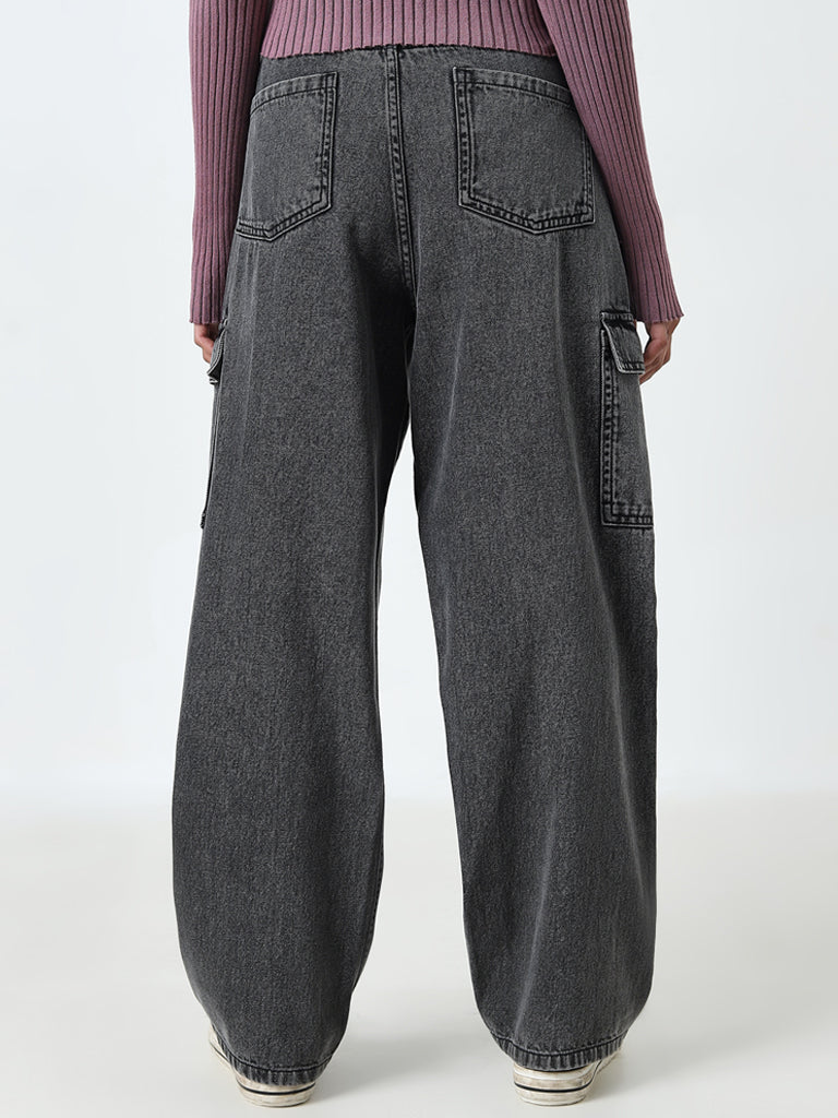 Nuon Charcoal Enzyme Wash Relaxed-Fit High-Rise Jeans