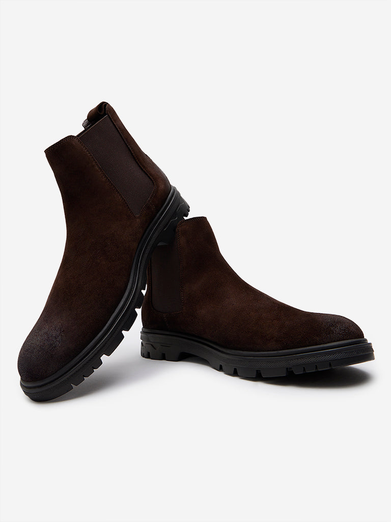 Westside SOLEPLAY Men's Brown Chunky Chelsea Boots for Winter Wear Zoomed View