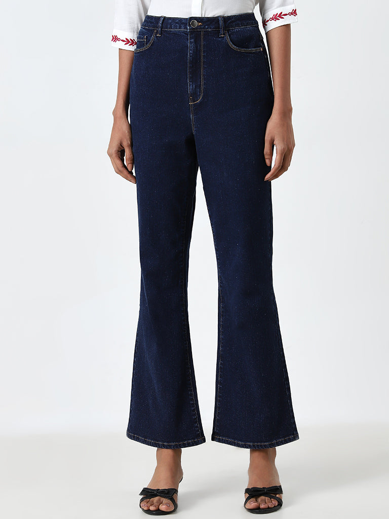 LOV Dark Blue Wide Leg - Fit High - Rise Jeans