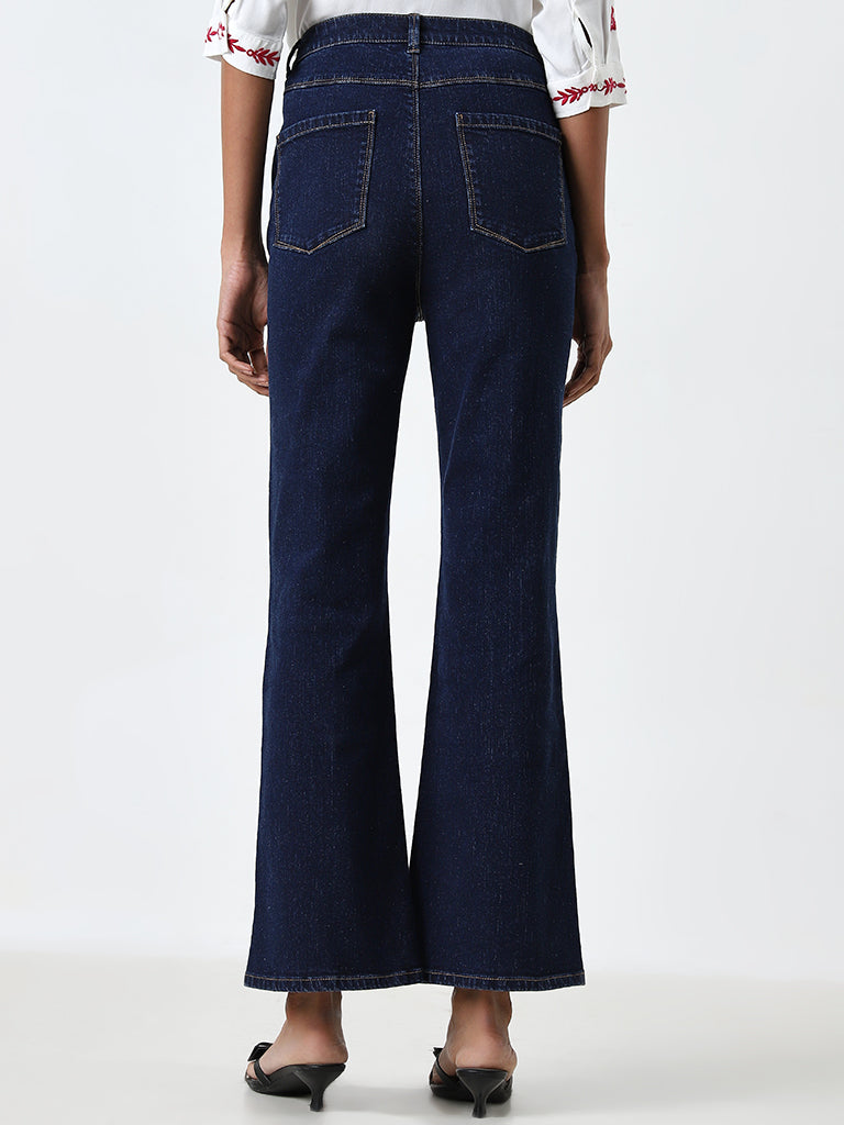 LOV Dark Blue Wide Leg - Fit High - Rise Jeans