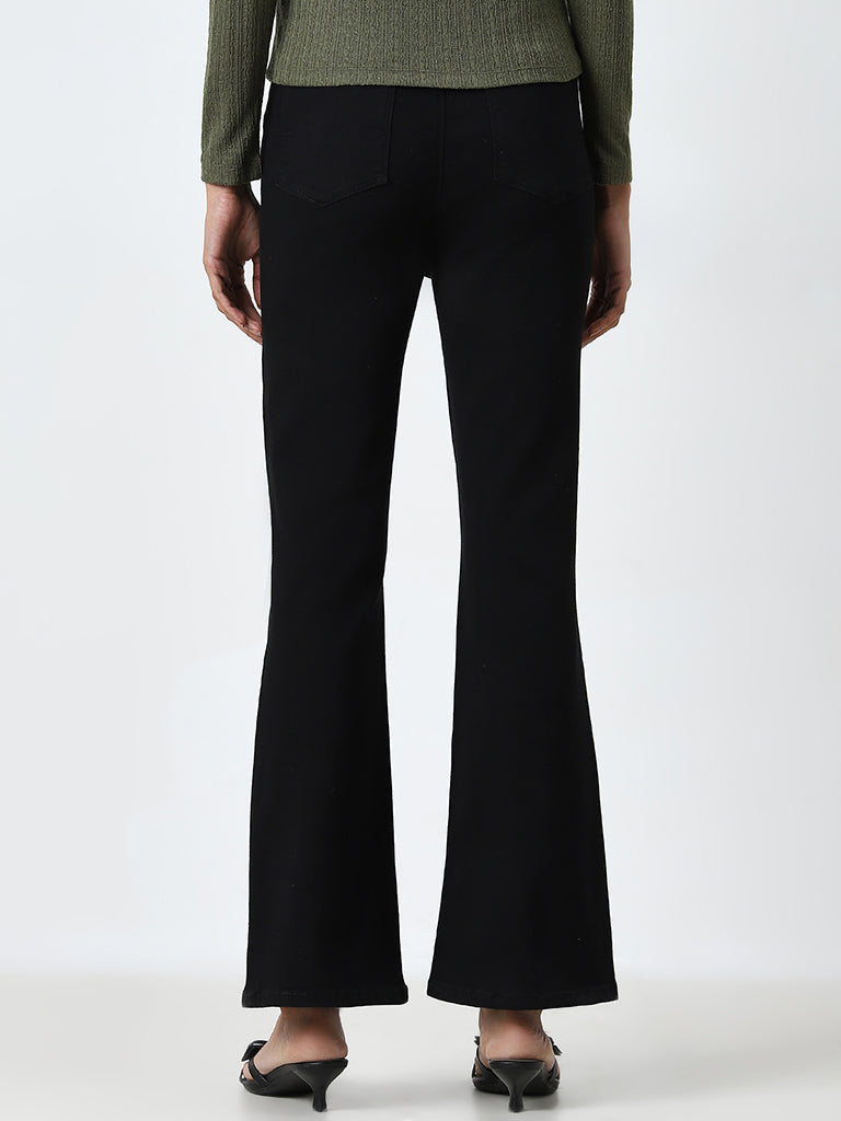 LOV Black Solid Straight-Fit High-Rise Jeans