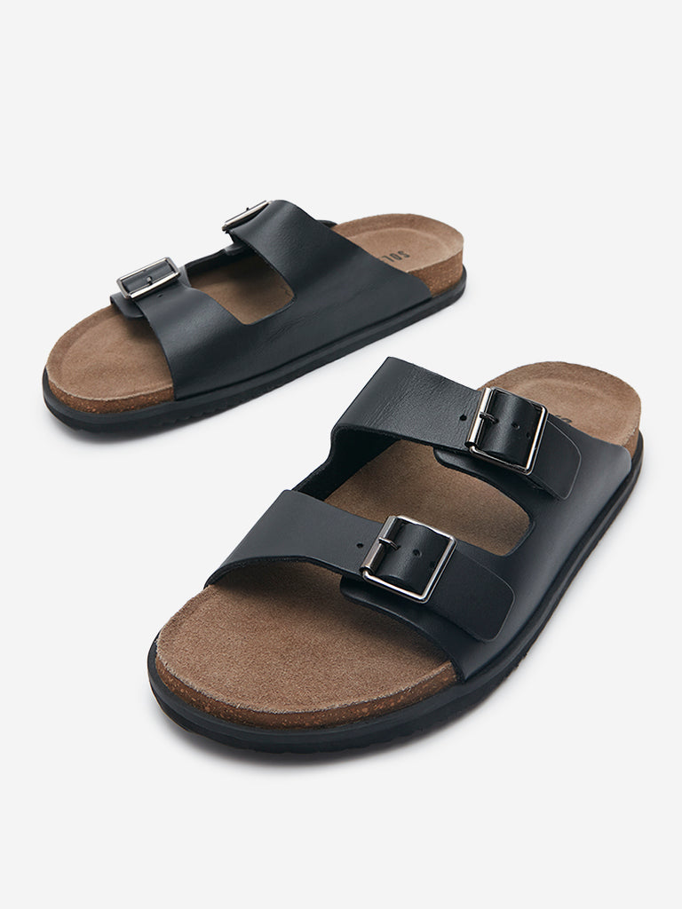 Westside SOLEPLAY Men's Black Slip-On Comfort Sandals Zoomed View