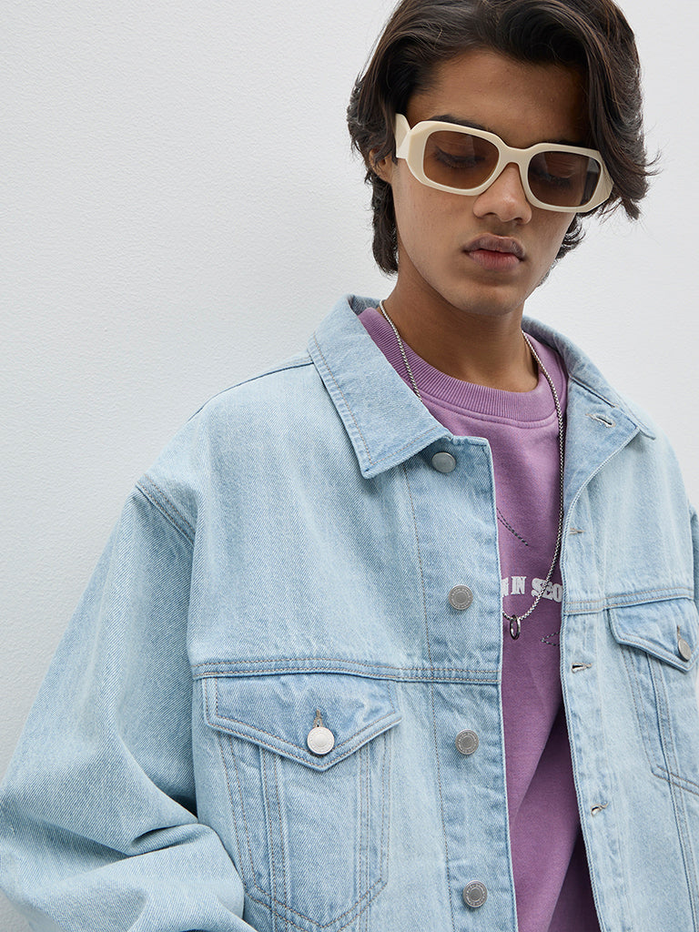 Nuon Light Blue Relaxed-Fit Denim Jacket