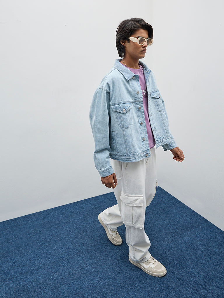 Nuon Light Blue Relaxed-Fit Denim Jacket