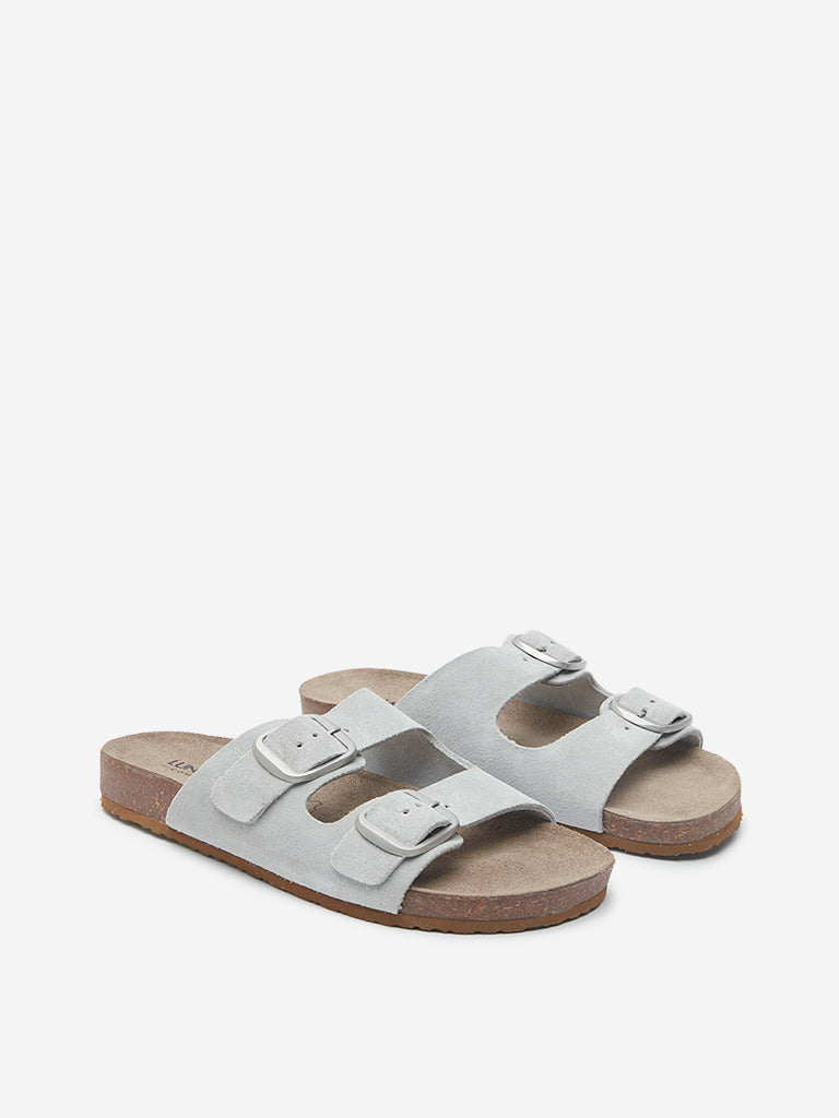 LUNA BLU Grey Dual-Strap Comfort Sandals
