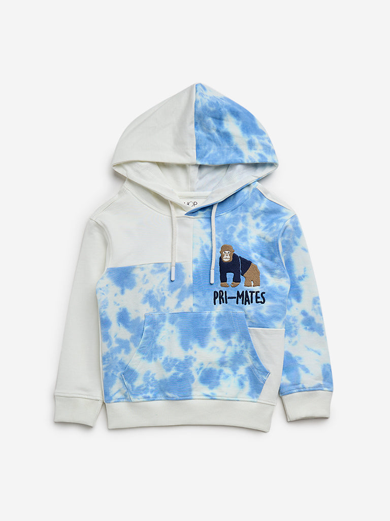 White blue tie dye hoodie best sale