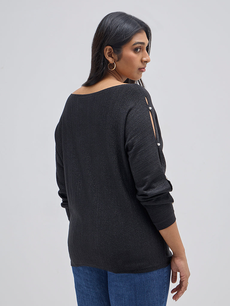 Gia Black Shimmer Detailed Blouse