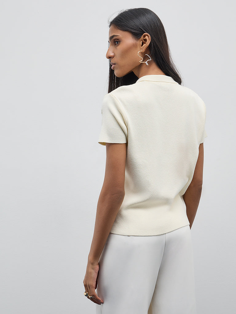 Wardrobe Off-White Floral Embroidered Top