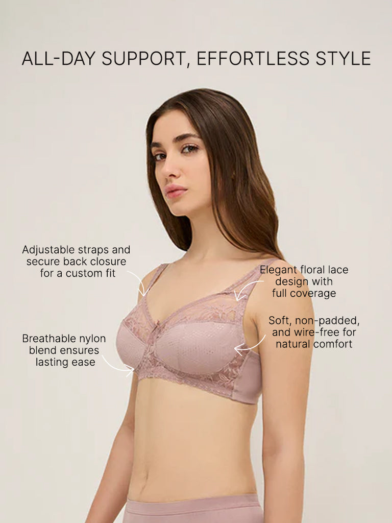 Wunderlove Light Taupe Lace Design Support Bra