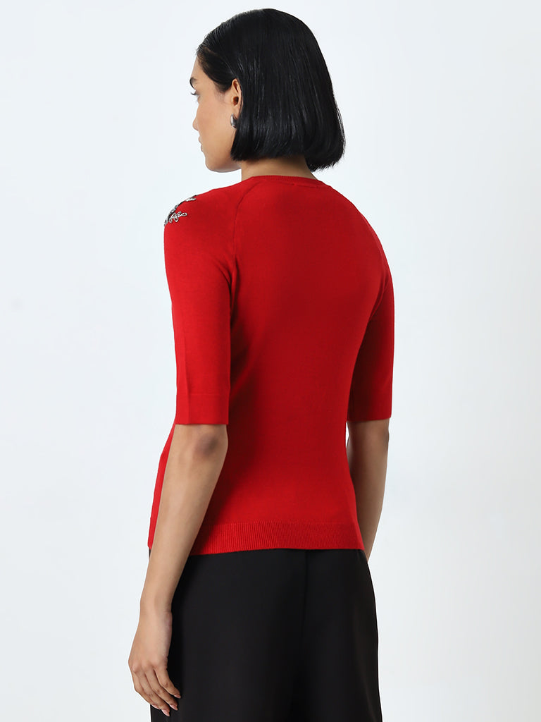 Wardrobe Red Embellished Top