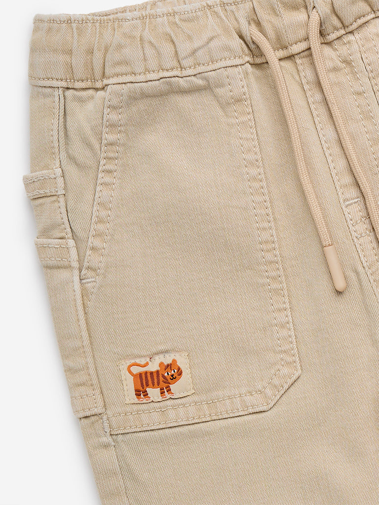 Westside HOP Kids Beige Relaxed-Fit Mid-Rise Jeans for Casual Wear Zoomed View