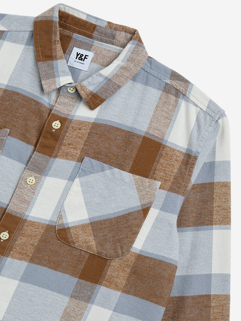 Y&F Kids Multicolour Checks Printed Cotton Shirt